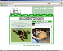screen shot of honeybees.ca main page circa 2005-2010
