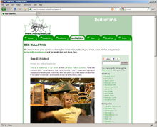 screen shot of honeybees.ca bulletins page circa 2005-2010